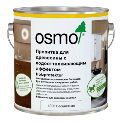 1Пропитка на основе масла воска для дерева Osmo 4006 Holzprotektor 2500 мл. (Бесцветная)