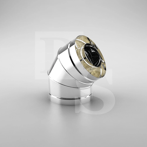 Сендвич колено 45 гр. D120/220, S=1/0,6 mm. Балтвент (Элемент дымоходной системы, для печей, каминов)