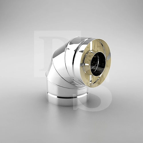 Сендвич колено 90 гр. D120/220, S=1/0,6 mm. Балтвент (Элемент дымоходной системы, для печей, каминов)