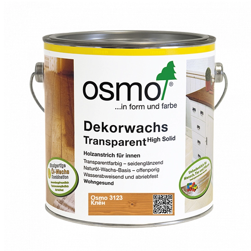 Масло цветное, прозрачное Osmo 3123 Dekorwachs Transparente Tone 2500 мл. (Клен)