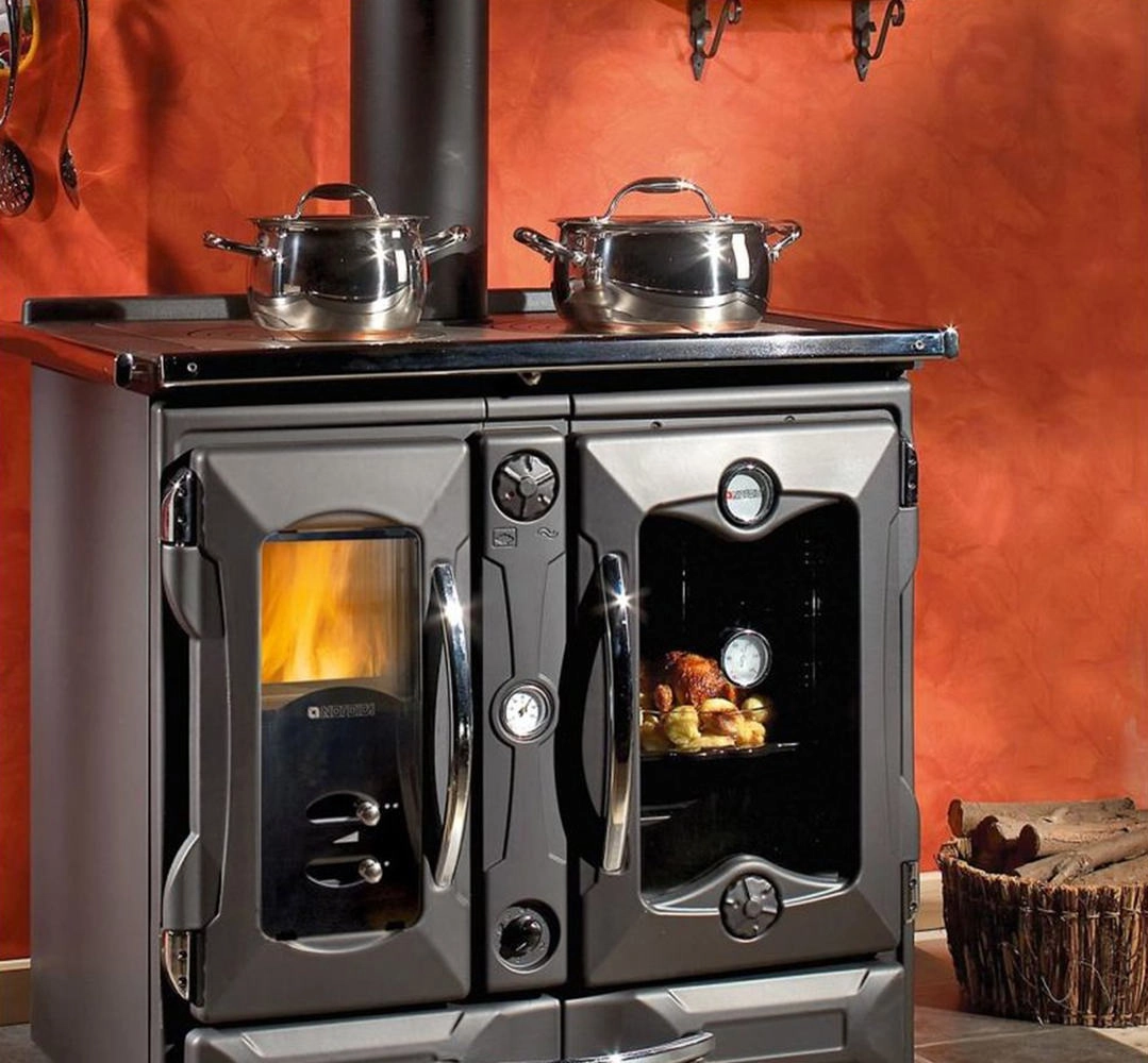 1Отопительно-варочная печь La Nordica TermoSuprema Compact D.S.A (Черная) с контуром водяного отоплен