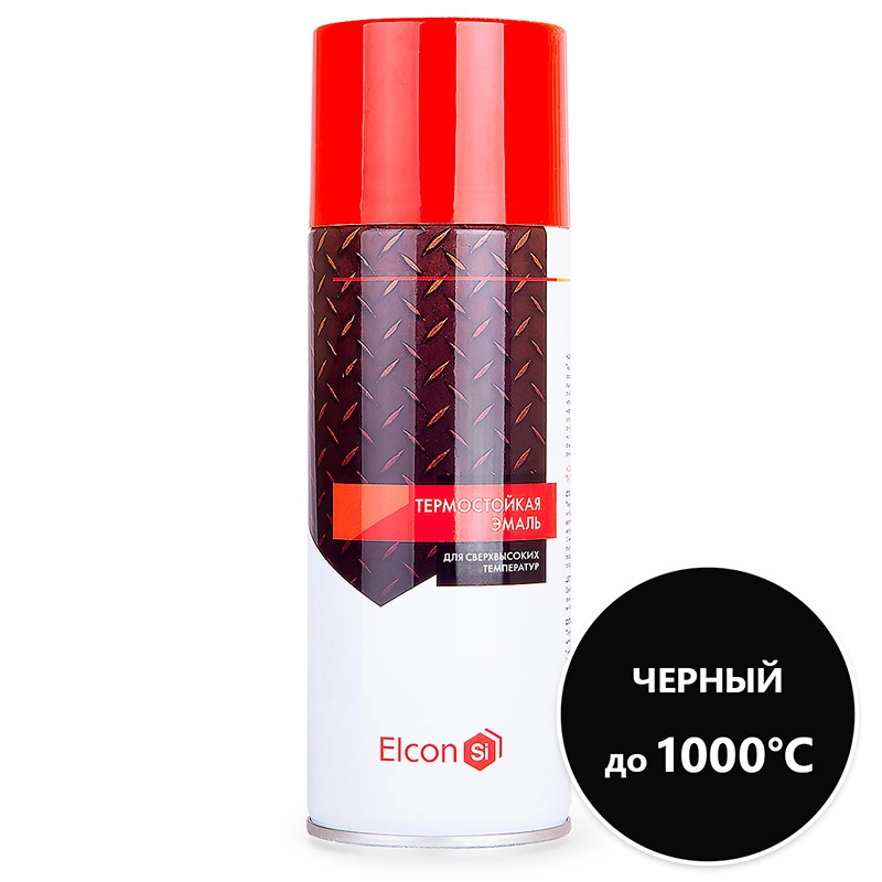 Краска аэрозольная, термостойкая, цвет черный Elcon 1000+,  0,27 кг.