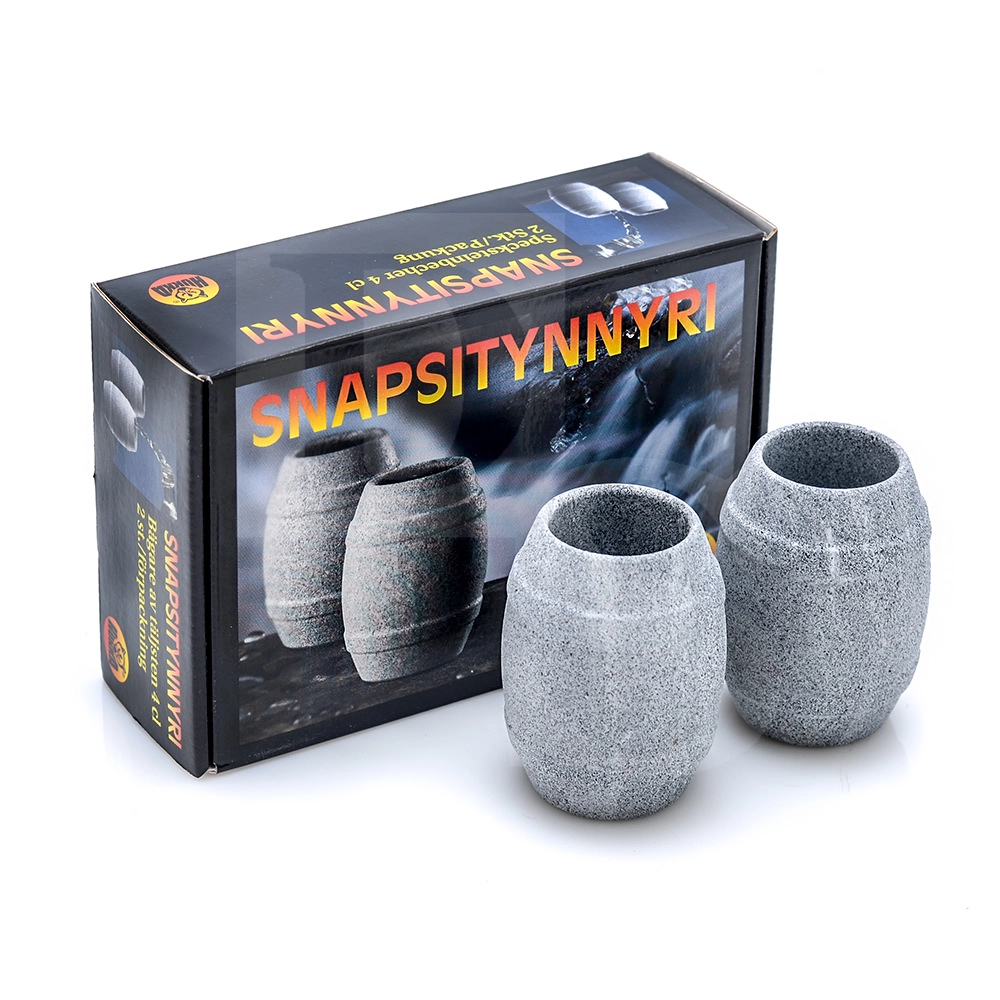 Рюмки из камня (Талькомагнезит) в виде бочки Hukka Snapsitynnyri, 2 шт., для напитков