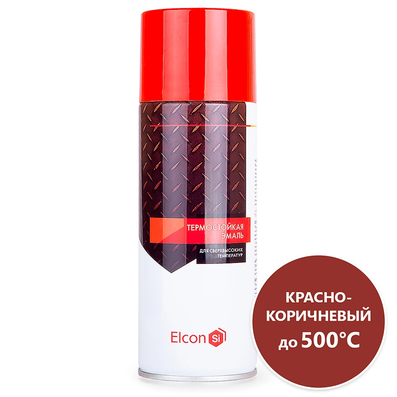 Краска аэрозольная, термостойкая Elcon, цвет красно-коричневый, 0,27 кг., 500+