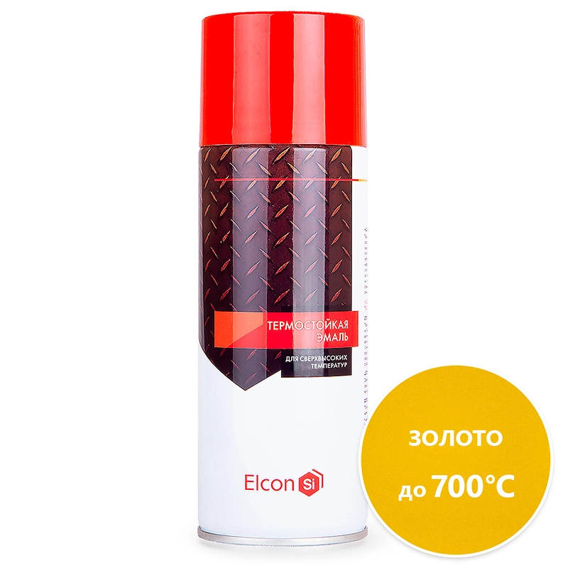 Краска аэрозольная, термостойкая Elcon, цвет золотой, 0,27 кг., 700+