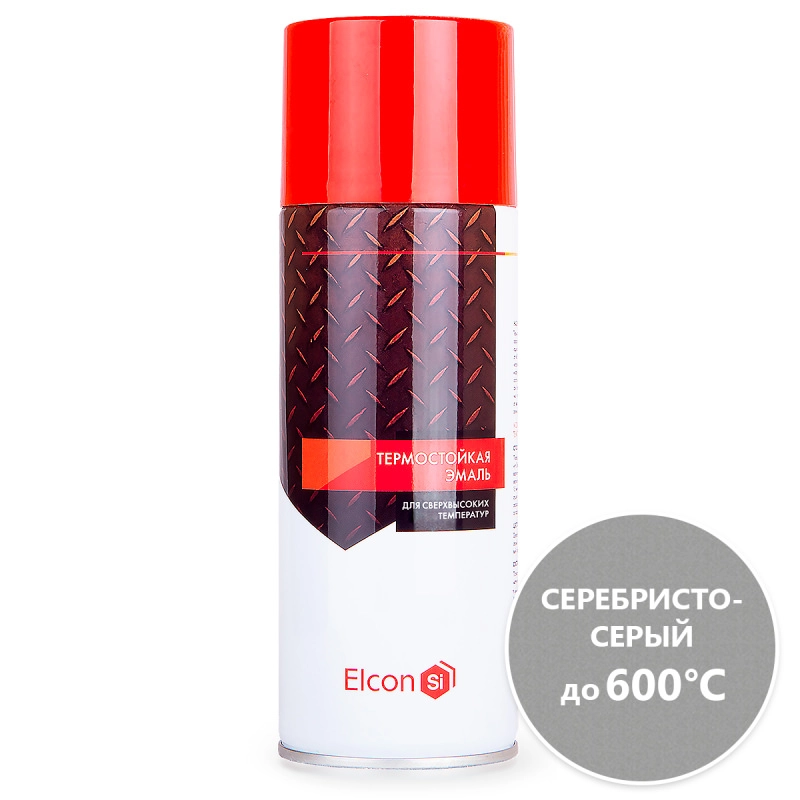 Краска аэрозольная, термостойкая Elcon, цвет серебрянный, 0,27 кг., 600+