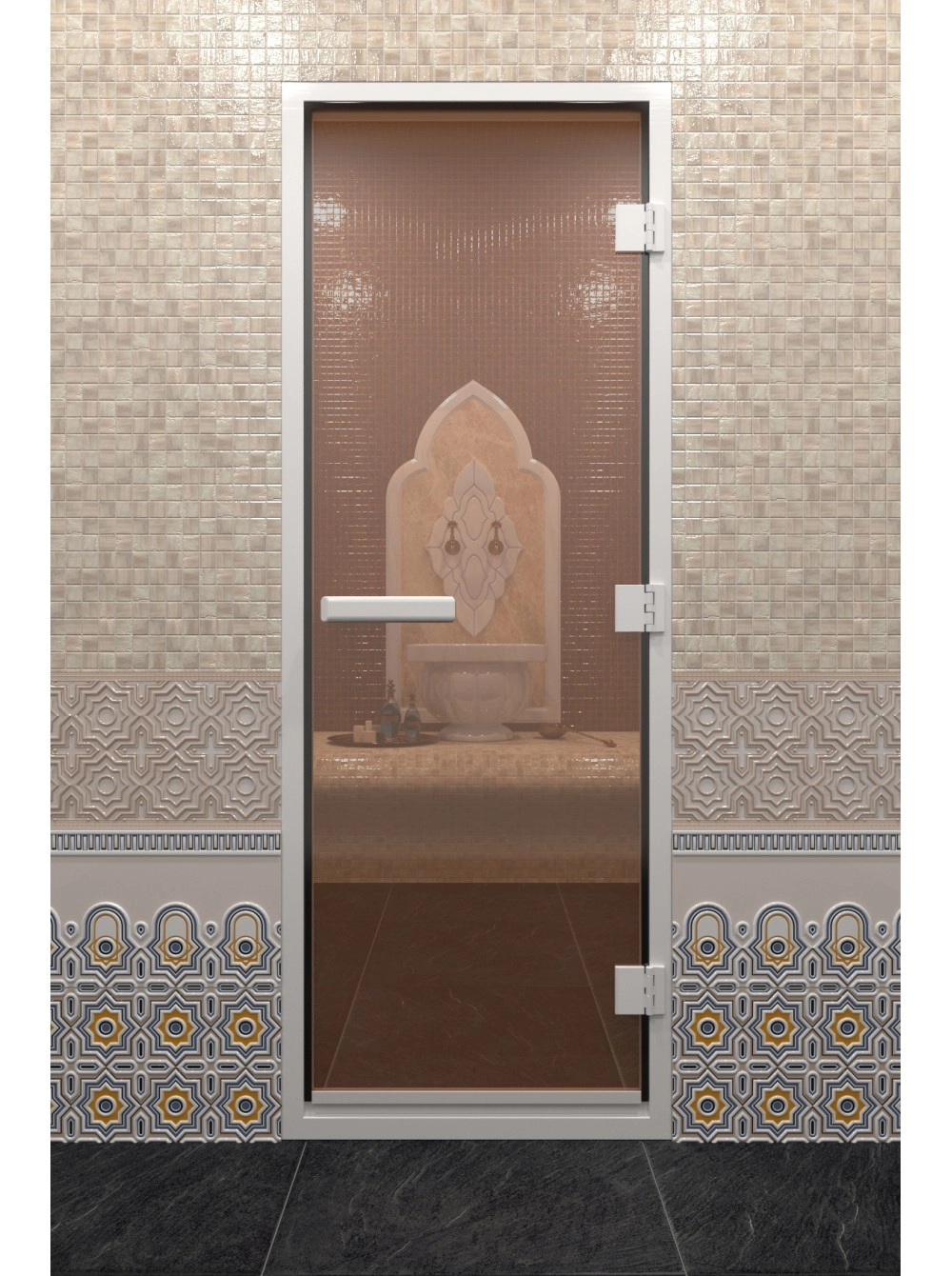 Дверь DoorWood Хамам "Бронза" 1900х700, 3 петли, коробка алюминий