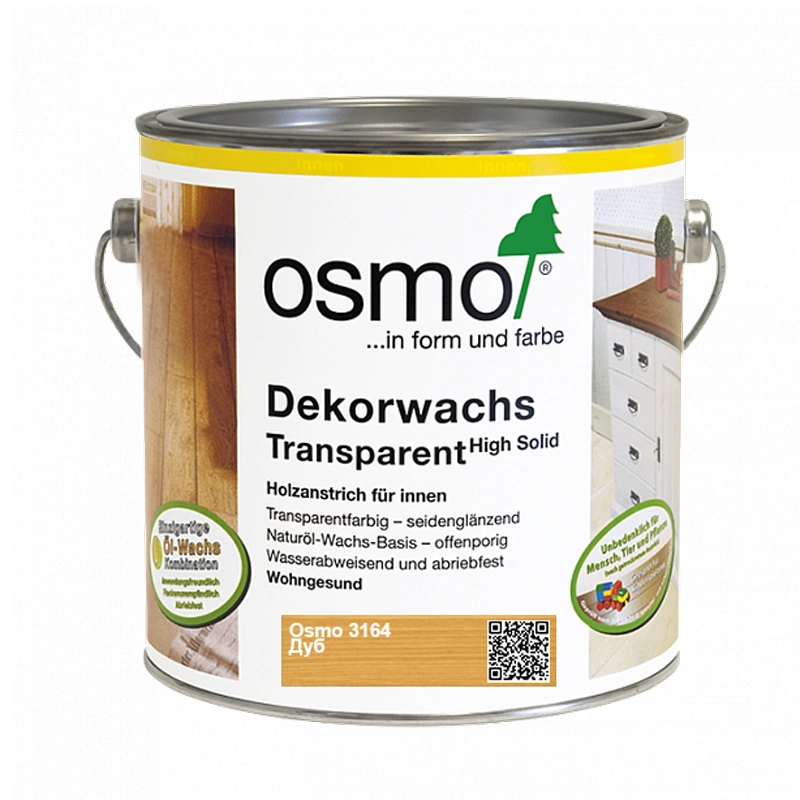 Масло цветное, прозрачное Osmo 3164 Dekorwachs Transparente Tone 2500 мл. (Дуб)