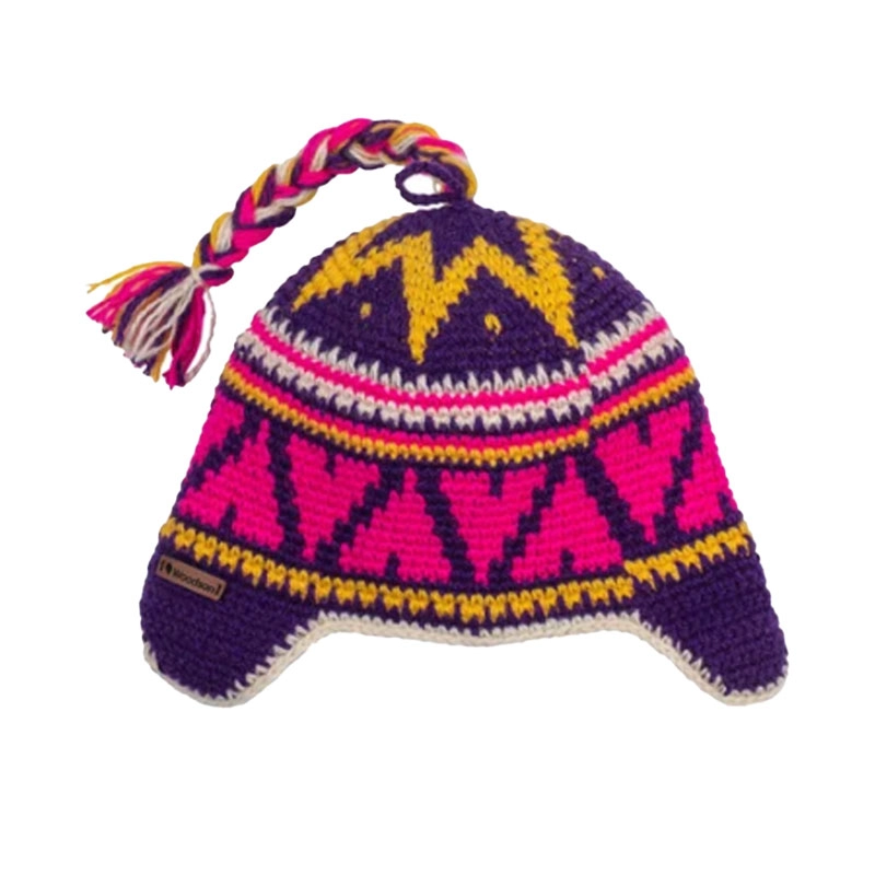 Шапка вязаная Woodson Viking Pinky, орнамент, 1 косичка