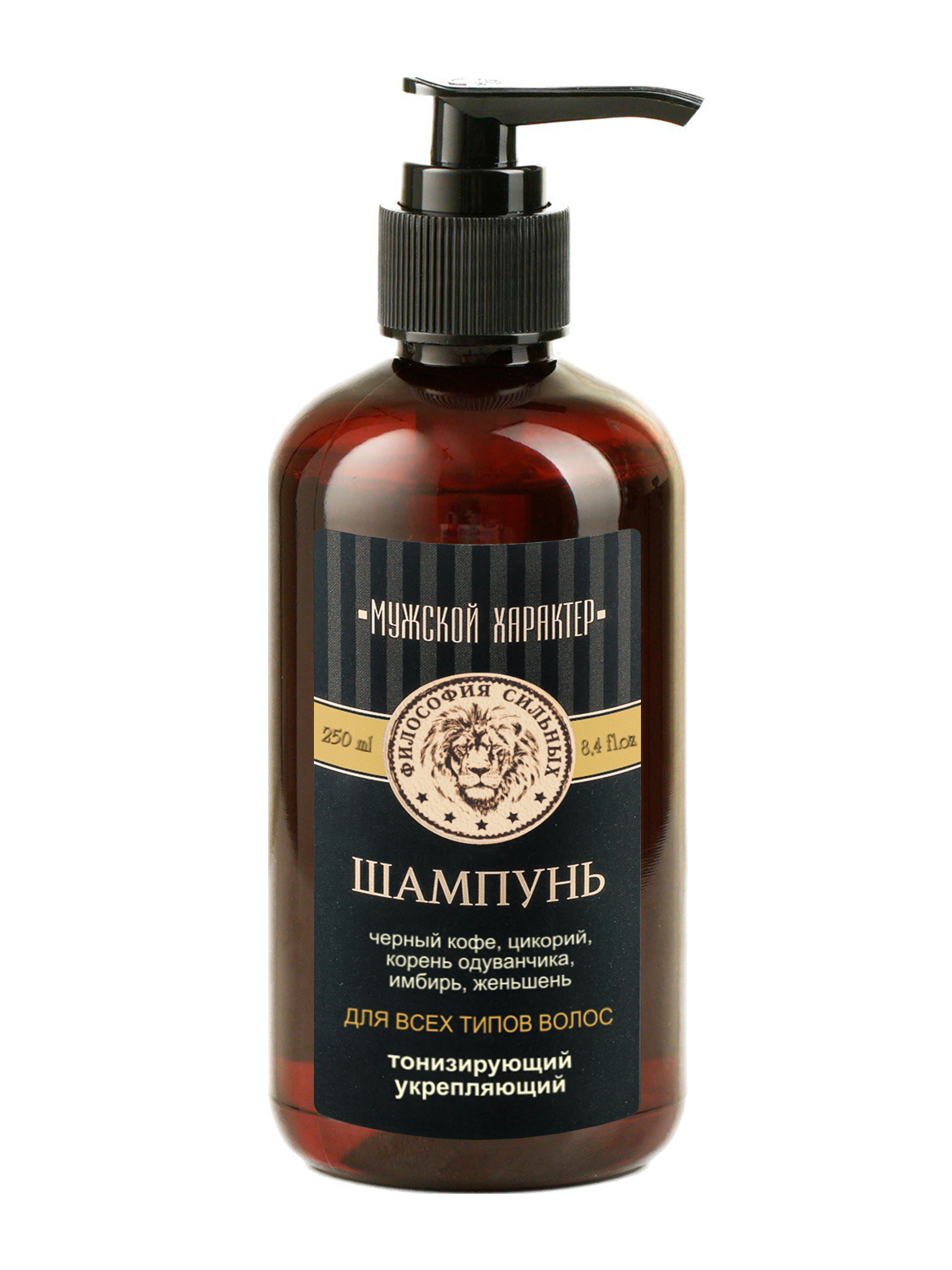 Шампунь "Мужской характер" с черным кофе, 250 мл. Kleona