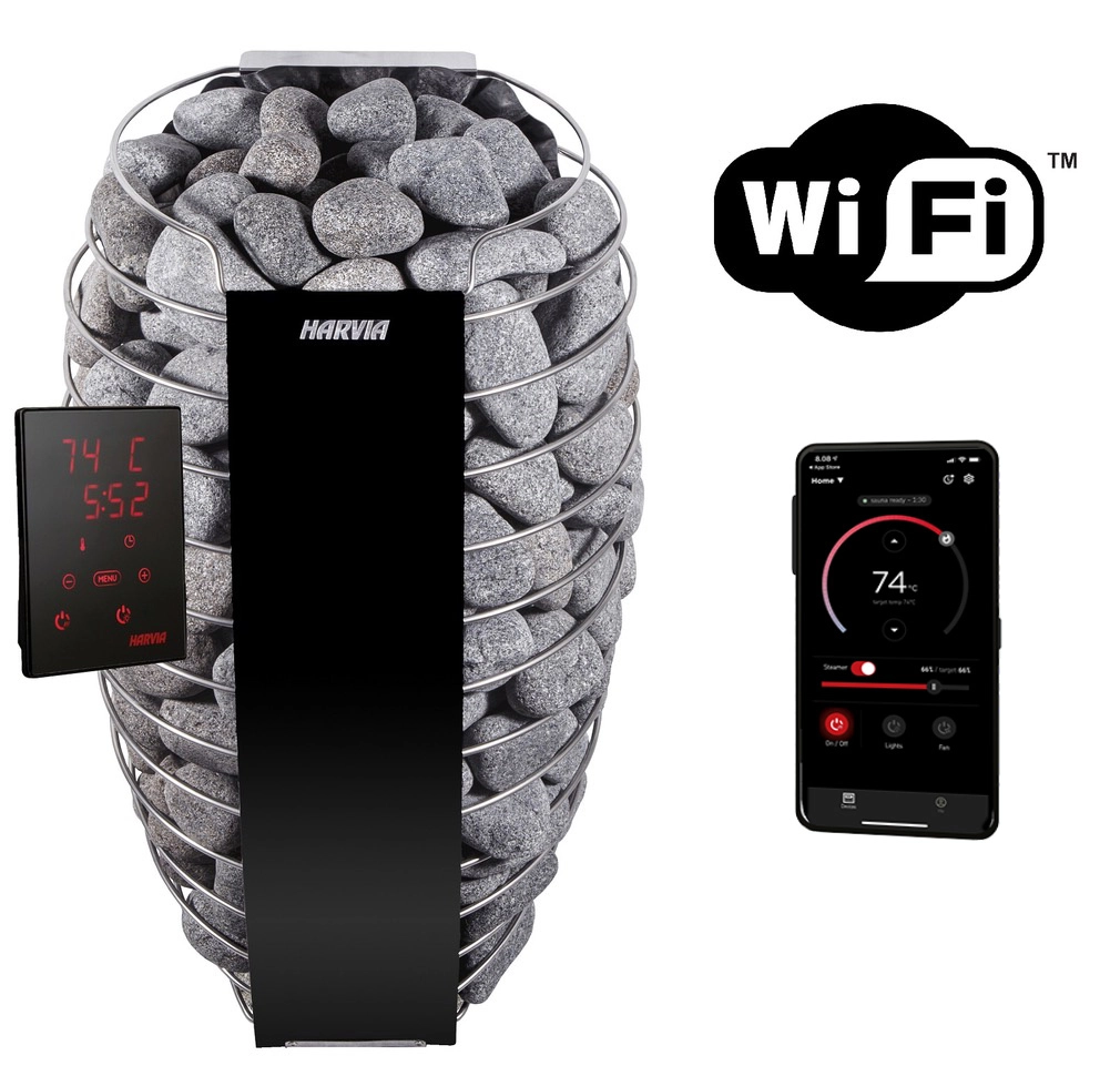 Электрическая печь Harvia Spirit SP60XW Black (Пульт утправления Xenio CX170WiFi, дверной контактор в комплекте)