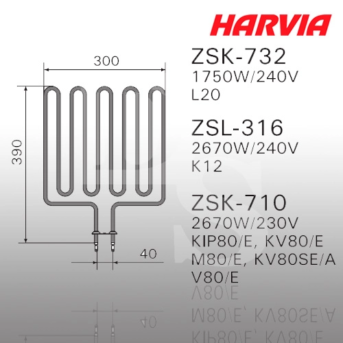 1Тэн Harvia ZSK-732 1750 Вт/240 В
